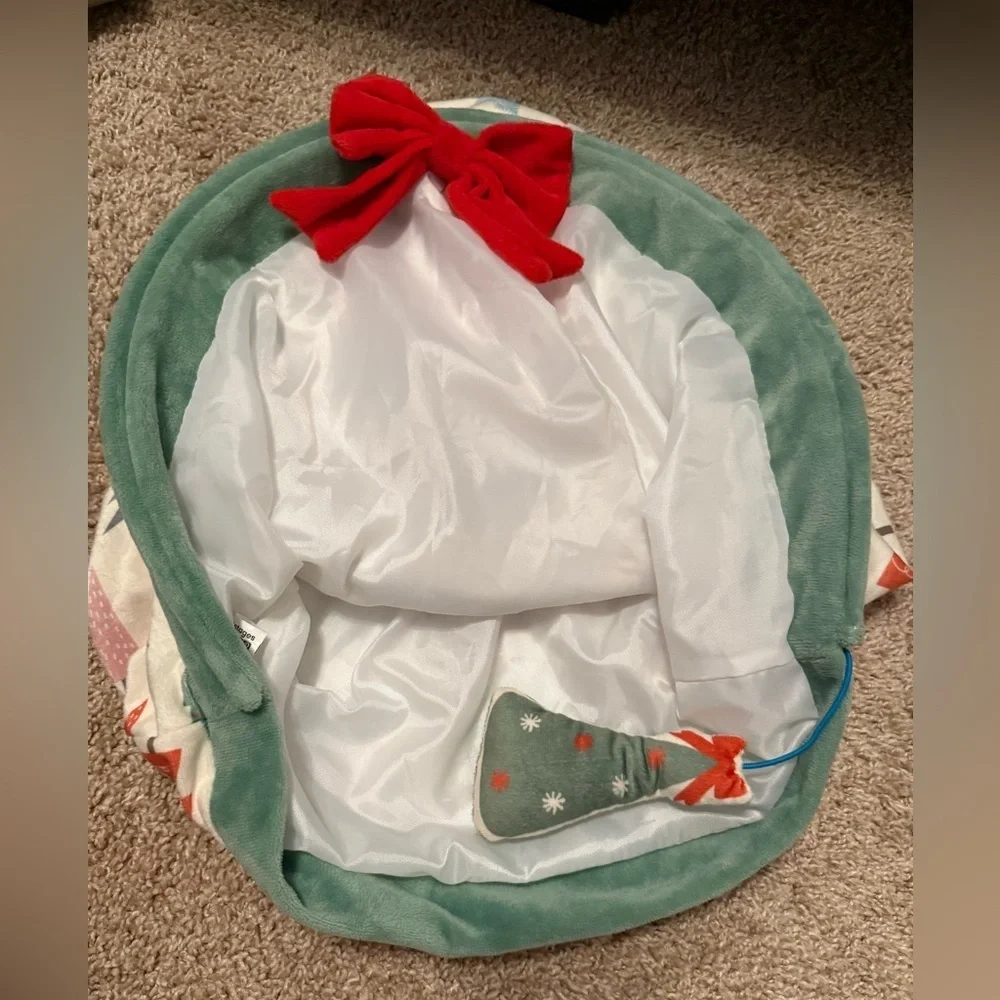 Catstage | Festive Holiday Themed Cat Bed Tent with Christmas Tree Toy